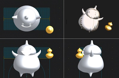 3DCADソフトで設計中のシマバランの4面図